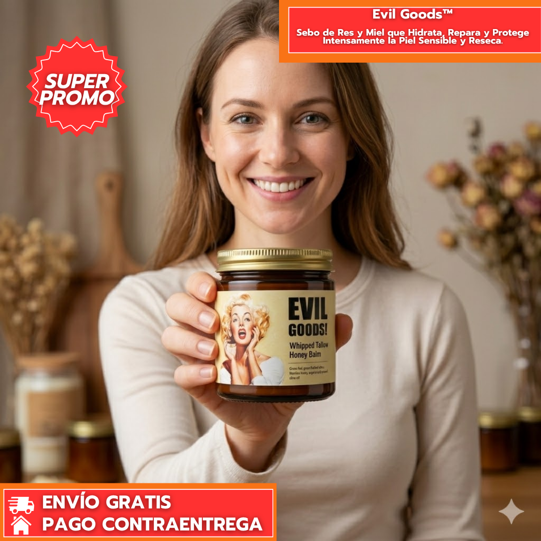 Evil Goods™:Sebo de Res y Miel que Hidrata, Repara y Protege Intensamente la Piel Sensible y Reseca.